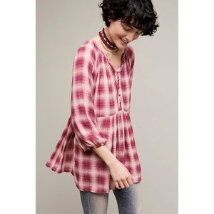 NWT Anthropologie Maeve Plaid Flowy Tunic